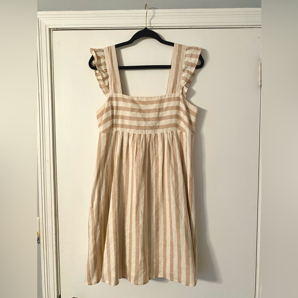 Draper James Maddie Babydoll Dress Women’s Size Medium linen Striped nautical - Picture 3 of 10